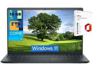 Dell Inspiron 15 Laptop, 15.6" FHD (1920 x 1080) Display, Intel Core i3-1215U 6 Cores Processor, Intel UHD Graphics, 16GB DDR4  2TB PCIe SSD, Wi-Fi and Bluetooth, Windows 11 ,Office 2024 License