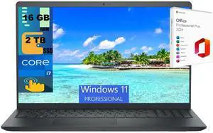 Dell Inspiron 15 Laptop, 15.6" FHD Touchscreen, Intel Core i7-1355U 10 Cores Processor, Intel Iris Xe Graphics, 16GB DDR4  2TB PCIe SSD, Webcam, Wi-Fi 6, Windows 11 Pro ,Office 2024 License