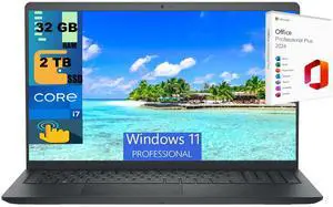 Dell Inspiron 15 Laptop, 15.6" FHD Touchscreen, Intel Core i7-1355U 10 Cores Processor, Intel Iris Xe Graphics, 32GB DDR4  2TB PCIe SSD, Webcam, Wi-Fi 6, Windows 11 Pro ,Office 2024 License