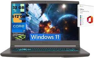 MSI Thin 15 Gaming Laptop, 15.6" FHD 144Hz, Intel Core i7-13620H 10 cores Processor, NVIDIA GeForce RTX 4050 GDDR6 6GB, 32GB DDR5  512GB PCIe SSD, WiFi 6E, Windows 11 ,Office 2024 License