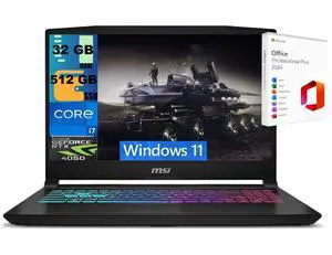 MSI Katana 15 Gaming Laptop, 15.6" FHD 144Hz, Intel Core i7-13620H 10 cores Processor, NVIDIA GeForce RTX 4050 GDDR6 6GB, 32GB DDR5  512GB PCIe SSD, WiFi 6, Windows 11 ,Office 2024 License