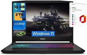 MSI Katana 15 Gaming Laptop, 15.6" FHD 144Hz, Intel Core i7-13620H 10 cores Processor, NVIDIA GeForce RTX 4050 GDDR6 6GB, 32GB DDR5  2TB PCIe SSD, WiFi 6, Windows 11 ,Office 2024 License
