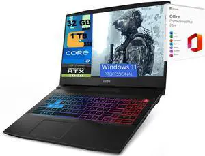 MSI Pulse 15 Gaming Laptop, 15.6" FHD Display, Intel Core i7-13700H 14 Cores Processor, NVIDIA GeForce RTX 4060 8GB GDDR6, 32GB DDR5  1TB PCIe SSD, Cooler Boost 5, Windows 11 Pro ,Office 2024 License