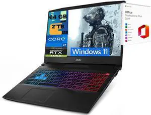 MSI Pulse 15 Gaming Laptop, 15.6" FHD Display, Intel Core i7-13700H 14 Cores Processor, NVIDIA GeForce RTX 4060 8GB GDDR6, 64GB DDR5  2TB PCIe SSD, Cooler Boost 5, Windows 11 ,Office 2024 License
