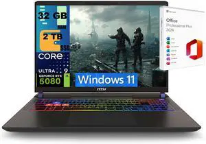 MSI Vector 16 Gaming Laptop, 16" 240Hz QHD+, Intel Core Ultra 9 275HX 24 Cores Processor, NVIDIA GeForce RTX 5080 16GB GDDR7, 32GB DDR5 2TB PCIe SSD, RGB Backlit, Windows 11 ,Office 2024 License MSI Vector 16 Gaming Laptop, 16" 240Hz QHD+, Intel Core Ultra 9 275HX 24 Cores Processor, NVIDIA GeForce RTX 5080 16GB GDDR7, 32GB DDR5 2TB PCIe SSD, RGB Backlit, Windows 11 ,Office 2024 License