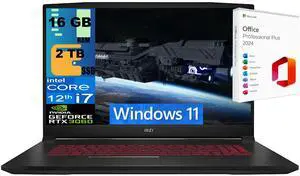 MSI Katana GF66 15 Gaming Laptop, 15.6" FHD 144Hz, Intel Core i7-12700H 14-Core Processor, NVIDIA GeForce RTX 3060 6GB GDDR6, 16GB DDR5  2TB PCIe SSD, Backlit KB, Windows 11 ,Office 2024 License