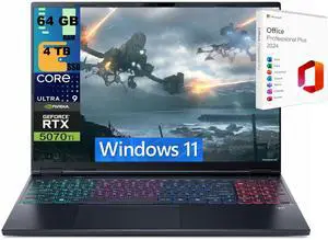 Acer Predator Helios Neo 16 Gaming Laptop, 16" WQXGA 240Hz, Intel Core Ultra 9 275HX 24-Cores Processor, RTX 5070 Ti 12GB GDDR7, 64GB DDR5  4TB PCIe SSD, Windows 11 ,Office 2024 License