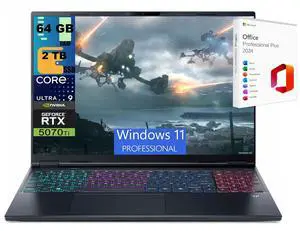 Acer Predator Helios Neo 16 Gaming Laptop, 16" WQXGA 240Hz, Intel Core Ultra 9 275HX 24-Cores Processor, RTX 5070 Ti 12GB GDDR7, 64GB DDR5  2TB PCIe SSD, Windows 11 Pro ,Office 2024 License