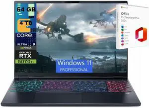 Acer Predator Helios Neo 16 Gaming Laptop, 16" WQXGA 240Hz, Intel Core Ultra 9 275HX 24-Cores Processor, RTX 5070 Ti 12GB GDDR7, 64GB DDR5  4TB PCIe SSD, WiFi 6E, Windows 11 Pro ,Office 2024 License