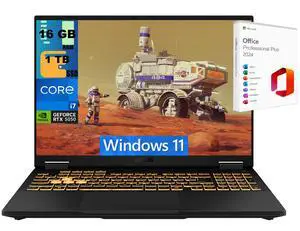 ASUS TUF F16 Gaming Laptop, 16" FHD+ 165Hz, Intel Core i7-14650HX 16 cores Processor, NVIDIA GeForce RTX 5050 8GB GDDR7, 16GB DDR5  1TB PCIe SSD, RGB Backlit KB, Windows 11 ,Office 2024 License