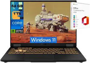 ASUS TUF F16 Gaming Laptop, 16" FHD+ 165Hz, Intel Core i7-14650HX 16 cores Processor, NVIDIA GeForce RTX 5050 8GB GDDR7, 64GB DDR5  1TB PCIe SSD, Wi-Fi 6, Windows 11 ,Office 2024 License
