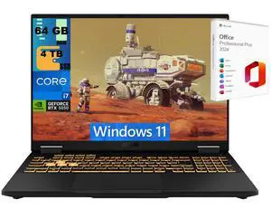 ASUS TUF F16 Gaming Laptop, 16" FHD+ 165Hz, Intel Core i7-14650HX 16 cores Processor, NVIDIA GeForce RTX 5050 8GB GDDR7, 64GB DDR5  4TB PCIe SSD, Wi-Fi 6, Windows 11 ,Office 2024 License
