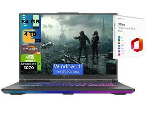 ASUS ROG Strix G18 Gaming Laptop, 18" 2.5K 240Hz, AMD Ryzen 9 8940HX 16 cores Processor, GeForce RTX 5070 8 GB, 64GB DDR5  4TB PCIe SSD, 4-Zone RGB Keyboard, Windows 11 Pro ,Office 2024 License