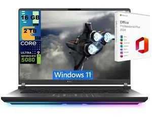 ASUS ROG Strix G16 Gaming Laptop, 16" 2.5K 240Hz, Intel Core Ultra 9 275HX 24 Cores Processor, GeForce RTX 5080 16GB GDDR7, 16GB DDR5  2TB PCIe SSD, Wi-Fi 7, Windows 11 ,Office 2024 License