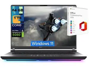 ASUS ROG Strix G16 Gaming Laptop, 16" 2.5K 240Hz, Intel Core Ultra 9 275HX 24 Cores Processor, GeForce RTX 5080 16GB GDDR7, 64GB DDR5  1TB PCIe SSD, Wi-Fi 7, Windows 11 ,Office 2024 License