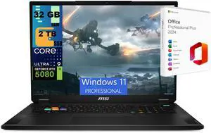 MSI Stealth 18 Gaming Laptop, 18" 240Hz QHD+, Intel Core Ultra 9 275HX 24 Cores Processor, NVIDIA GeForce RTX 5080 16GB GDDR7, 32GB DDR5 2TB PCIe SSD, Wi-Fi 7, Windows 11 Pro MSI Stealth 18 Gaming Laptop, 18" 240Hz QHD+, Intel Core Ultra 9 275HX 24 Cores Processor, NVIDIA GeForce RTX 5080 16GB GDDR7, 32GB DDR5 2TB PCIe SSD, Wi-Fi 7, Windows 11 Pro
