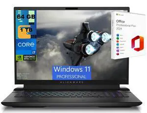 Alienware M18 Gaming Laptop, 18" QHD+ 165Hz, Intel Core i7-14700HX 20 core Processor, NVIDIA GeForce RTX 4070 8GB GDDR6, 64GB DDR5  1TB PCIe SSD, Backlit KB, Windows 11 Pro ,Office 2024 License