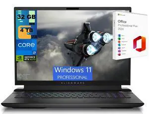 Alienware M18 Gaming Laptop, 18" QHD+ 165Hz, Intel Core i7-14700HX 20 core Processor, NVIDIA GeForce RTX 4070 8GB GDDR6, 32GB DDR5  4TB  PCIe SSD, Backlit KB, Windows 11 Pro ,Office 2024 License