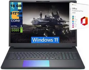 Alienware 18 Gaming Laptop, 18" QHD+ 165Hz, Intel Core Ultra 9 275HX 24-Core Processor, GeForce RTX 5080, 16GB GDDR7, 16GB DDR5  512GB PCIe SSD, Backlit Keyboard, Windows 11 ,Office 2024 License