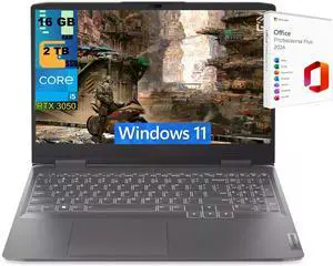 Lenovo LOQ 15 Gaming Laptop, 15.6" FHD 144Hz, Intel Core i5-12450H 8-Core Processor, NVIDIA GeForce RTX 3050 6GB GDDR6, 16GB DDR5 2TB PCIe SSD, Backlit KB, Windows 11 ,Office 2024 License Lenovo LOQ 15 Gaming Laptop, 15.6" FHD 144Hz, Intel Core i5-12450H 8-Core Processor, NVIDIA GeForce RTX 3050 6GB GDDR6, 16GB DDR5 2TB PCIe SSD, Backlit KB, Windows 11 ,Office 2024 License