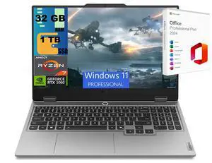 Lenovo LOQ 15 Gaming Laptop, 15.6" FHD 144Hz, AMD Ryzen 7 250 octa-core processor, NVIDIA GeForce RTX 5060 8GB GDDR7, 32GB DDR5 1TB PCIe SSD, Wi-Fi 6, Windows 11 Pro ,Office 2024 License Lenovo LOQ 15 Gaming Laptop, 15.6" FHD 144Hz, AMD Ryzen 7 250 octa-core processor, NVIDIA GeForce RTX 5060 8GB GDDR7, 32GB DDR5 1TB PCIe SSD, Wi-Fi 6, Windows 11 Pro ,Office 2024 License