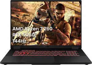 ASUS TUF A18 Gaming Laptop, 18" WUXGA 144Hz/3ms Display, AMD Ryzen 7 260 8 Cores Processor, GeForce RTX 5060 8GB GDDR7, 32GB DDR5 1TB PCIe SSD, RGB Backlit KB, Windows 11 Pro ASUS TUF A18 Gaming Laptop, 18" WUXGA 144Hz/3ms Display, AMD Ryzen 7 260 8 Cores Processor, GeForce RTX 5060 8GB GDDR7, 32GB DDR5 1TB PCIe SSD, RGB Backlit KB, Windows 11 Pro