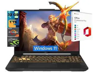 ASUS TUF A16 Gaming Laptop, 16" WUXGA (1920 x 1200) 144Hz, AMD Ryzen 7 170 8-Core Processor, NVIDIA GeForce RTX 4050 6GB GDDR6, 32GB DDR5 1TB PCIe SSD, Wi-Fi 6, Windows 11, Office 2021 License ASUS TUF A16 Gaming Laptop, 16" WUXGA (1920 x 1200) 144Hz, AMD Ryzen 7 170 8-Core Processor, NVIDIA GeForce RTX 4050 6GB GDDR6, 32GB DDR5 1TB PCIe SSD, Wi-Fi 6, Windows 11, Office 2021 License