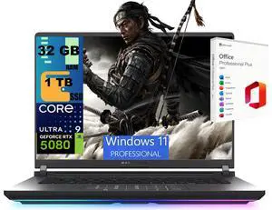 ASUS ROG Strix G16 Gaming Laptop, 16" 2.5K 240Hz, Intel Core Ultra 9 275HX 24 cores Processor, NVIDIA GeForce RTX 5080 16GB GDDR7, 32GB DDR5 1TB PCIe SSD, Wi-Fi 7, Windows 11 Pro, Office 2021 License ASUS ROG Strix G16 Gaming Laptop, 16" 2.5K 240Hz, Intel Core Ultra 9 275HX 24 cores Processor, NVIDIA GeForce RTX 5080 16GB GDDR7, 32GB DDR5 1TB PCIe SSD, Wi-Fi 7, Windows 11 Pro, Office 2021 License