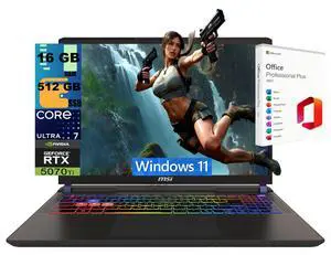 MSI Vector 16 Gaming Laptop, 16" WQXGA 240Hz, Intel Core Ultra 7 255HX 20 Cores, GeForce RTX 5070 Ti 12GB GDDR7, 16GB DDR5 512GB PCIe SSD, 24 Zone RGB, Windows 11, Office 2021 License MSI Vector 16 Gaming Laptop, 16" WQXGA 240Hz, Intel Core Ultra 7 255HX 20 Cores, GeForce RTX 5070 Ti 12GB GDDR7, 16GB DDR5 512GB PCIe SSD, 24 Zone RGB, Windows 11, Office 2021 License