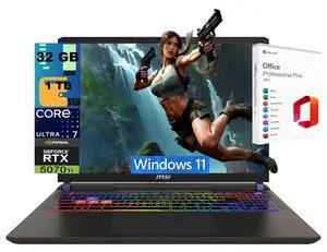 MSI Vector 16 Gaming Laptop, 16" WQXGA 240Hz, Intel Core Ultra 7 255HX 20 Cores, GeForce RTX 5070 Ti 12GB GDDR7, 32GB DDR5 1TB PCIe SSD, 24 Zone RGB, Windows 11, Office 2021 License MSI Vector 16 Gaming Laptop, 16" WQXGA 240Hz, Intel Core Ultra 7 255HX 20 Cores, GeForce RTX 5070 Ti 12GB GDDR7, 32GB DDR5 1TB PCIe SSD, 24 Zone RGB, Windows 11, Office 2021 License