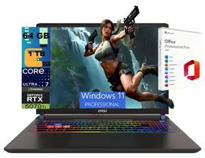 MSI Vector 16 Gaming Laptop, 16" WQXGA 240Hz, Intel Core Ultra 7 255HX 20 Cores, GeForce RTX 5070 Ti 12GB GDDR7, 64GB DDR5 1TB PCIe SSD, 24 Zone RGB, Windows 11 Pro, Office 2021 License, MSI Vector 16 Gaming Laptop, 16" WQXGA 240Hz, Intel Core Ultra 7 255HX 20 Cores, GeForce RTX 5070 Ti 12GB GDDR7, 64GB DDR5 1TB PCIe SSD, 24 Zone RGB, Windows 11 Pro, Office 2021 License,