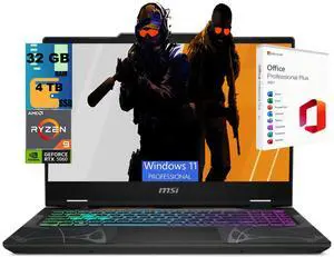 MSI Cyborg A15 Gaming Laptop, 15.6" FHD 144Hz, AMD Ryzen 9 270 8 Cores Processor, NVIDIA GeForce RTX 5060 8GB GDDR7, 32GB DDR5 4TB PCIe SSD, Wi-Fi 6E, Windows 11 Pro, Office 2021 License MSI Cyborg A15 Gaming Laptop, 15.6" FHD 144Hz, AMD Ryzen 9 270 8 Cores Processor, NVIDIA GeForce RTX 5060 8GB GDDR7, 32GB DDR5 4TB PCIe SSD, Wi-Fi 6E, Windows 11 Pro, Office 2021 License