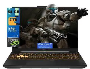 ASUS TUF F16 Gaming Laptop, 16" FHD+ 144Hz, Intel Core 5 210H 8 Cores Processor, NVIDIA GeForce RTX 4050 6GB GDDR6 Graphics, 64GB DDR5 2TB PCIe SSD, RGB Backlit KB, Windows 11 Pro ASUS TUF F16 Gaming Laptop, 16" FHD+ 144Hz, Intel Core 5 210H 8 Cores Processor, NVIDIA GeForce RTX 4050 6GB GDDR6 Graphics, 64GB DDR5 2TB PCIe SSD, RGB Backlit KB, Windows 11 Pro