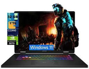 MSI Crosshair 18 Gaming Laptop, 18" QHD+ 240Hz, Intel Core Ultra 9 275HX 24-core Processor, NVIDIA RTX 5070 8GB GDDR7, 32GB DDR5 1TB PCIe SSD, Wi-Fi 6E + Bluetooth, Windows 11 MSI Crosshair 18 Gaming Laptop, 18" QHD+ 240Hz, Intel Core Ultra 9 275HX 24-core Processor, NVIDIA RTX 5070 8GB GDDR7, 32GB DDR5 1TB PCIe SSD, Wi-Fi 6E + Bluetooth, Windows 11