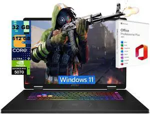 MSI Crosshair 18 Gaming Laptop, 18" QHD+ 240Hz, Intel Core Ultra 9 275HX 24-core Processor, NVIDIA RTX 5070 8GB GDDR7, 32GB DDR5 512GB PCIe SSD, Wi-Fi 6E + Bluetooth, Windows 11, Office 2021 License MSI Crosshair 18 Gaming Laptop, 18" QHD+ 240Hz, Intel Core Ultra 9 275HX 24-core Processor, NVIDIA RTX 5070 8GB GDDR7, 32GB DDR5 512GB PCIe SSD, Wi-Fi 6E + Bluetooth, Windows 11, Office 2021 License