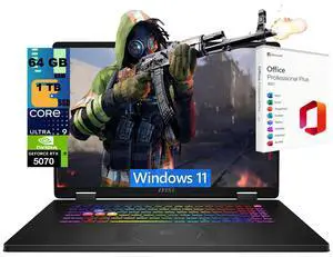 MSI Crosshair 18 Gaming Laptop, 18" QHD+ 240Hz, Intel Core Ultra 9 275HX 24-core Processor, NVIDIA RTX 5070 8GB GDDR7, 64GB DDR5 1TB PCIe SSD, Wi-Fi 6E + Bluetooth, Windows 11, Office 2021 License MSI Crosshair 18 Gaming Laptop, 18" QHD+ 240Hz, Intel Core Ultra 9 275HX 24-core Processor, NVIDIA RTX 5070 8GB GDDR7, 64GB DDR5 1TB PCIe SSD, Wi-Fi 6E + Bluetooth, Windows 11, Office 2021 License