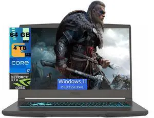 MSI Thin 15 Gaming Laptop, 15.6" FHD 144Hz Display, Intel Core i7 13620H 10 Cores Processor, NVIDIA GeForce RTX 4050 6 GB, 64GB DDR5 4TB PCIe SSD, Backlit KB, Wi-Fi 6E, Windows 11 Pro MSI Thin 15 Gaming Laptop, 15.6" FHD 144Hz Display, Intel Core i7 13620H 10 Cores Processor, NVIDIA GeForce RTX 4050 6 GB, 64GB DDR5 4TB PCIe SSD, Backlit KB, Wi-Fi 6E, Windows 11 Pro