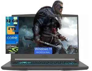 MSI Thin 15 Gaming Laptop, 15.6" FHD 144Hz Display, Intel Core i7 13620H 10 Cores Processor, NVIDIA GeForce RTX 4050 6 GB, 32GB DDR5 4TB PCIe SSD, Backlit KB, Wi-Fi 6E, Windows 11 Pro MSI Thin 15 Gaming Laptop, 15.6" FHD 144Hz Display, Intel Core i7 13620H 10 Cores Processor, NVIDIA GeForce RTX 4050 6 GB, 32GB DDR5 4TB PCIe SSD, Backlit KB, Wi-Fi 6E, Windows 11 Pro
