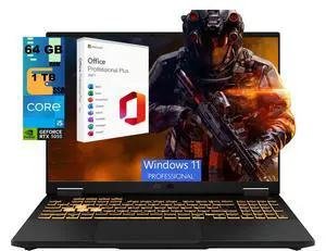 ASUS TUF F16 Gaming Laptop, 16" FHD+ 165Hz, Intel Core i5-13450HX Processor, NVIDIA GeForce RTX 5050 8GB GDDR6, 64GB DDR5 1TB PCIe SSD, Wi-Fi 6E, Windows 11 Pro, Office 2021 License ASUS TUF F16 Gaming Laptop, 16" FHD+ 165Hz, Intel Core i5-13450HX Processor, NVIDIA GeForce RTX 5050 8GB GDDR6, 64GB DDR5 1TB PCIe SSD, Wi-Fi 6E, Windows 11 Pro, Office 2021 License