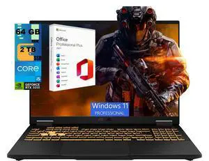 ASUS TUF F16 Gaming Laptop, 16" FHD+ 165Hz, Intel Core i5-13450HX Processor, NVIDIA GeForce RTX 5050 8GB GDDR6, 64GB DDR5 2TB PCIe SSD, Wi-Fi 6E, Windows 11 Pro, Office 2021 License ASUS TUF F16 Gaming Laptop, 16" FHD+ 165Hz, Intel Core i5-13450HX Processor, NVIDIA GeForce RTX 5050 8GB GDDR6, 64GB DDR5 2TB PCIe SSD, Wi-Fi 6E, Windows 11 Pro, Office 2021 License