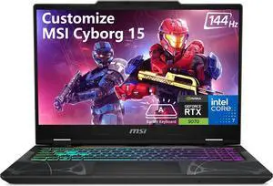 MSI Cyborg 15 Gaming Laptop, 15.6" FHD 144Hz, Intel 10-core 7 240H Processor, NVIDIA GeForce RTX 5070 8GB GDDR7, 64GB DDR5 4TB PCIe SSD, 4-Zone RGB Backlit, Windows 11 Pro, Office 2021 License MSI Cyborg 15 Gaming Laptop, 15.6" FHD 144Hz, Intel 10-core 7 240H Processor, NVIDIA GeForce RTX 5070 8GB GDDR7, 64GB DDR5 4TB PCIe SSD, 4-Zone RGB Backlit, Windows 11 Pro, Office 2021 License