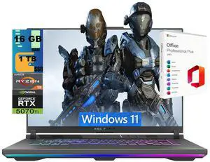 ASUS ROG Strix G16 Gaming Laptop, 16" FHD 165Hz Display, AMD Ryzen 9 8940HX 16-core Processor, NVIDIA GeForce RTX 5070 Ti 12GB GDDR7, 16GB DDR5 1TB PCIe SSD, Wi-Fi 6E, Windows 11, Office 2021 License ASUS ROG Strix G16 Gaming Laptop, 16" FHD 165Hz Display, AMD Ryzen 9 8940HX 16-core Processor, NVIDIA GeForce RTX 5070 Ti 12GB GDDR7, 16GB DDR5 1TB PCIe SSD, Wi-Fi 6E, Windows 11, Office 2021 License