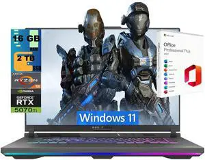 ASUS ROG Strix G16 Gaming Laptop, 16" FHD 165Hz Display, AMD Ryzen 9 8940HX 16-core Processor, NVIDIA GeForce RTX 5070 Ti 12GB GDDR7, 16GB DDR5 2TB PCIe SSD, Wi-Fi 6E, Windows 11, Office 2021 License ASUS ROG Strix G16 Gaming Laptop, 16" FHD 165Hz Display, AMD Ryzen 9 8940HX 16-core Processor, NVIDIA GeForce RTX 5070 Ti 12GB GDDR7, 16GB DDR5 2TB PCIe SSD, Wi-Fi 6E, Windows 11, Office 2021 License