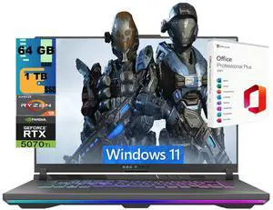 ASUS ROG Strix G16 Gaming Laptop, 16" FHD 165Hz Display, AMD Ryzen 9 8940HX 16-core Processor, NVIDIA GeForce RTX 5070 Ti 12GB GDDR7, 64GB DDR5 1TB PCIe SSD, Wi-Fi 6E, Windows 11, Office 2021 License ASUS ROG Strix G16 Gaming Laptop, 16" FHD 165Hz Display, AMD Ryzen 9 8940HX 16-core Processor, NVIDIA GeForce RTX 5070 Ti 12GB GDDR7, 64GB DDR5 1TB PCIe SSD, Wi-Fi 6E, Windows 11, Office 2021 License