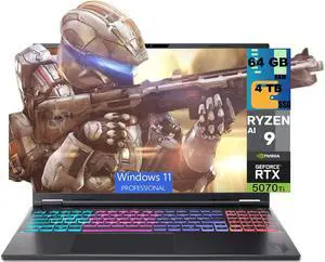 Acer Nitro 16S Gaming Laptop, 16" WQXGA 180Hz Display, AMD Ryzen AI 9 365 10-Cores Processor, NVIDIA GeForce RTX 5070 Ti 12 GB GDDR7, 64GB DDR5 4TB PCIe SSD, Wi-Fi 6E, Windows 11 Pro Acer Nitro 16S Gaming Laptop, 16" WQXGA 180Hz Display, AMD Ryzen AI 9 365 10-Cores Processor, NVIDIA GeForce RTX 5070 Ti 12 GB GDDR7, 64GB DDR5 4TB PCIe SSD, Wi-Fi 6E, Windows 11 Pro