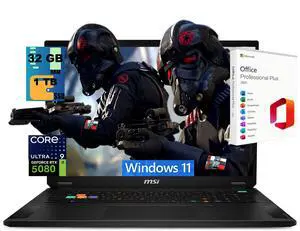 MSI Stealth 18 HX Gaming Laptop, 18" UHD+ 120Hz, Intel Core Ultra 9 275HX 24-Core Processor, GeForce RTX 5080 16GB GDDR7, 32GB DDR5 1TB PCIe SSD, Wi-Fi 7, Windows 11, Office 2021 License MSI Stealth 18 HX Gaming Laptop, 18" UHD+ 120Hz, Intel Core Ultra 9 275HX 24-Core Processor, GeForce RTX 5080 16GB GDDR7, 32GB DDR5 1TB PCIe SSD, Wi-Fi 7, Windows 11, Office 2021 License