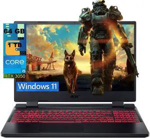 Acer Nitro 5 15 Gaming Laptop, 15.6" FHD 144Hz Display, Intel Core i5-12500H 12-Core Processor, NVIDIA GeForce RTX 3050 Ti 4GB GDDR6, 64GB DDR5 1TB PCIe SSD, Killer Wi-Fi 6, Windows 11 Acer Nitro 5 15 Gaming Laptop, 15.6" FHD 144Hz Display, Intel Core i5-12500H 12-Core Processor, NVIDIA GeForce RTX 3050 Ti 4GB GDDR6, 64GB DDR5 1TB PCIe SSD, Killer Wi-Fi 6, Windows 11