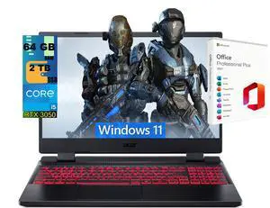Acer Nitro 5 15 Gaming Laptop, 15.6" FHD 144Hz Display, Intel Core i5-12500H 12-Core Processor, NVIDIA GeForce RTX 3050 Ti 4GB GDDR6, 64GB DDR5 2TB PCIe SSD, Windows 11, Office 2021 License Acer Nitro 5 15 Gaming Laptop, 15.6" FHD 144Hz Display, Intel Core i5-12500H 12-Core Processor, NVIDIA GeForce RTX 3050 Ti 4GB GDDR6, 64GB DDR5 2TB PCIe SSD, Windows 11, Office 2021 License
