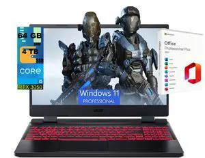 Acer Nitro 5 15 Gaming Laptop, 15.6" FHD 144Hz Display, Intel Core i5-12500H 12-Core Processor, NVIDIA GeForce RTX 3050 Ti 4GB GDDR6, 64GB DDR5 4TB PCIe SSD, Windows 11 Pro, Office 2021 License Acer Nitro 5 15 Gaming Laptop, 15.6" FHD 144Hz Display, Intel Core i5-12500H 12-Core Processor, NVIDIA GeForce RTX 3050 Ti 4GB GDDR6, 64GB DDR5 4TB PCIe SSD, Windows 11 Pro, Office 2021 License
