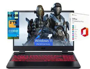 Acer Nitro 5 15 Gaming Laptop, 15.6" FHD 144Hz Display, Intel Core i5-12500H 12-Core Processor, NVIDIA GeForce RTX 3050 Ti 4GB GDDR6, 64GB DDR5 2TB PCIe SSD, Windows 11 Pro, Office 2021 License Acer Nitro 5 15 Gaming Laptop, 15.6" FHD 144Hz Display, Intel Core i5-12500H 12-Core Processor, NVIDIA GeForce RTX 3050 Ti 4GB GDDR6, 64GB DDR5 2TB PCIe SSD, Windows 11 Pro, Office 2021 License